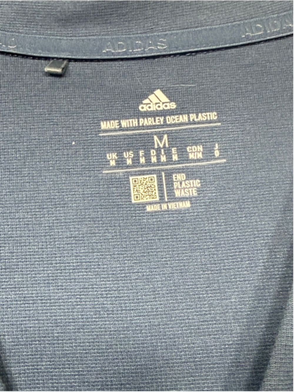 Men's Adidas Blue Cardigan Sweater M made with ocean plastics - Picture 4 of 5